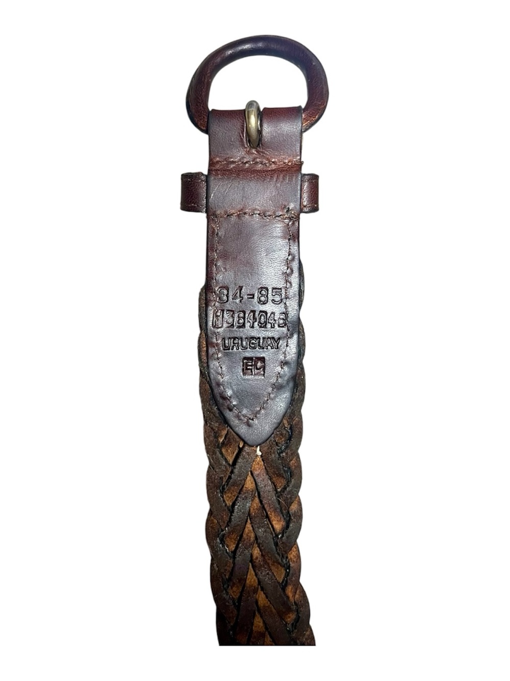 Vintage Dark Brown Braided Leather Belt – Made in Uruguay – Size 34 (85 cm) - Picture 4 of 7